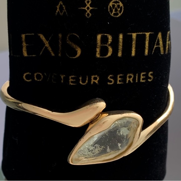 Alexis Bittar Jewelry - ALEXIS BITTAR • Miss Havisham Liquid Gold Sea Green Quartz Stone Hinged bracelet
